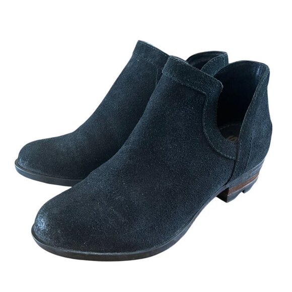 Sorel Lolla Cut Out Women's Black Suede Pull-on Ankle Boots Size 6.5 - Picture 1 of 8